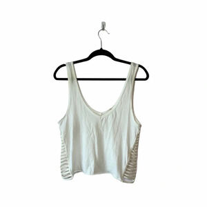 Emma & Sam 100% Cotton White Caged Cropped Tank Top Size Medium Women’s